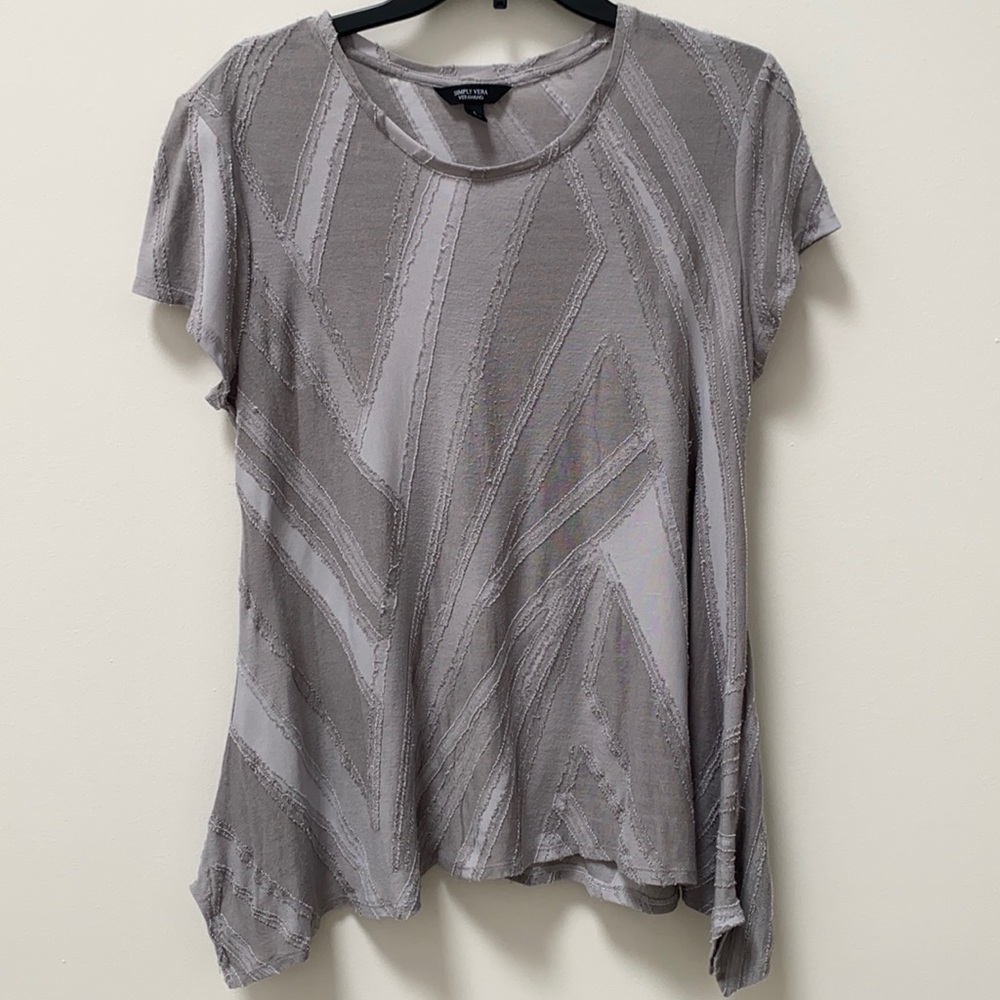 Simply Vera Vera Wang Grey Short Sleeve Top